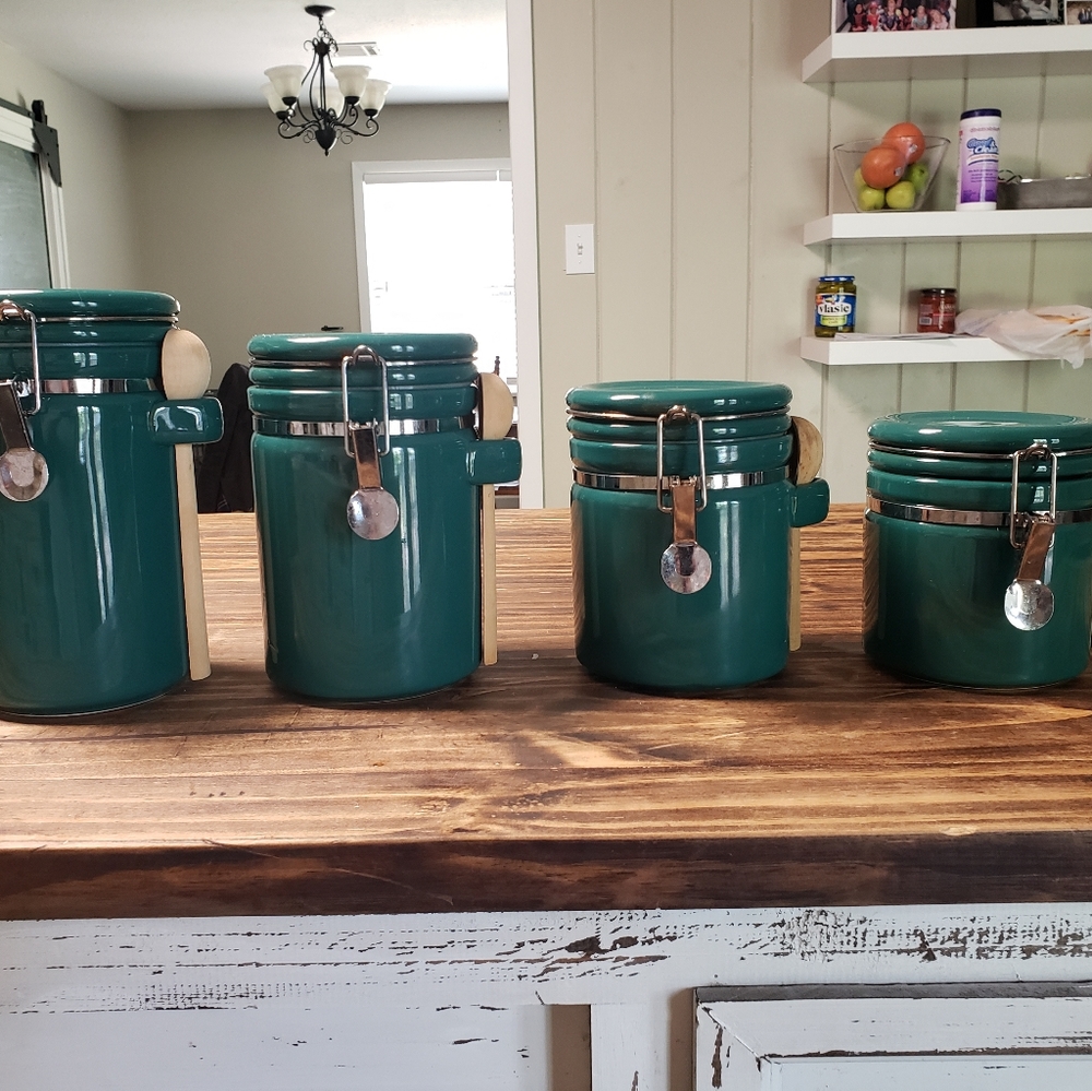 Emerald/Jade Green Ceramic Canister Set